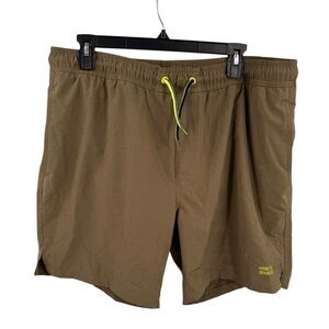 Projek Raw Performance Mens Athletic Shorts Tan Neon Waistband Size XL